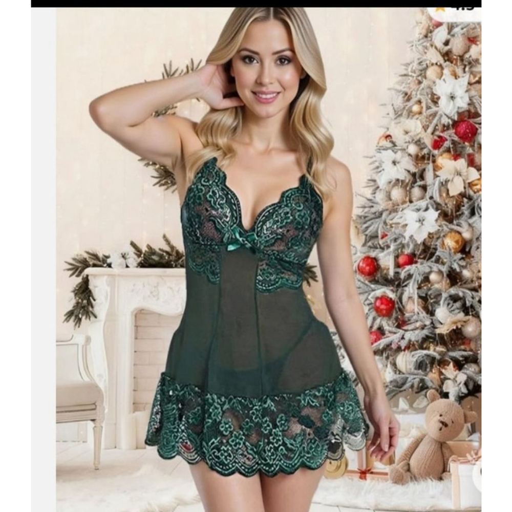Lace Babydoll Nightgown & Thong Set, Lingerie Size XXL
